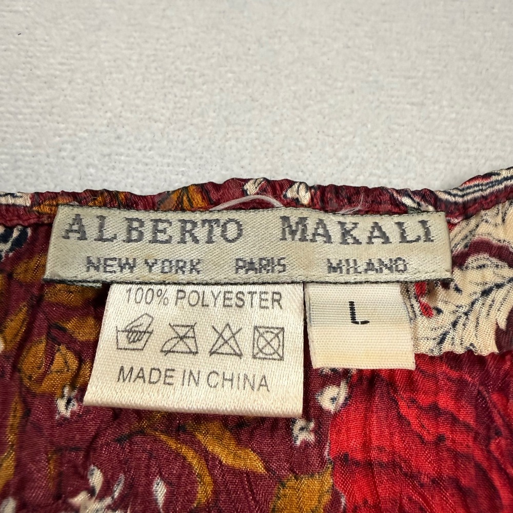 Alberto Makali Womens Red Paisley Floral Sequin Lace Zip Front Top Large - Picture 5 of 9